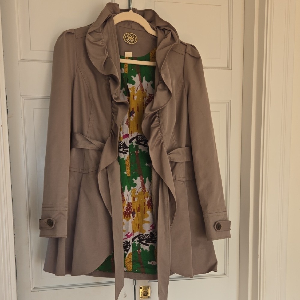 Anthropolgie Ruffled Trench Coat